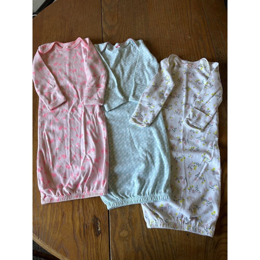 3 Simple Joys By Carter's Newborn Sleep Gowns with Fold-Over Mittens